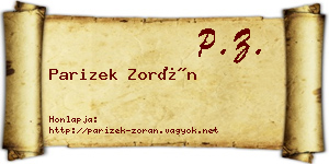 Parizek Zorán névjegykártya